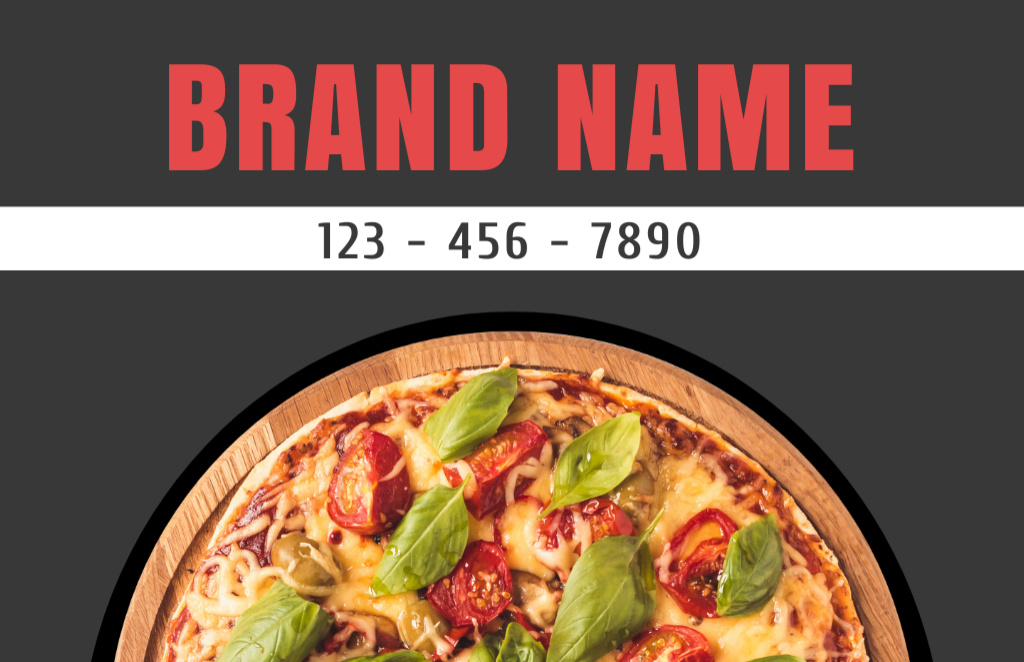 Pizza Discount Offer on Black Business Card 85x55mm Tasarım Şablonu