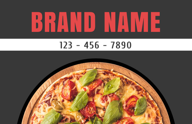 Modèle de visuel Pizza Discount Offer on Black - Business Card 85x55mm