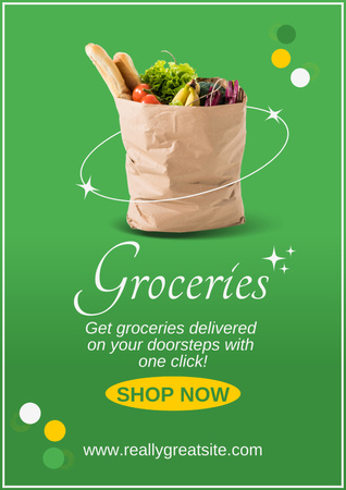 Groceries With Online Delivery Order Poster Design Template