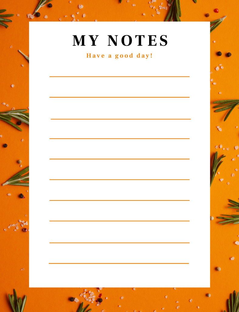 Daily Organizer with Rosemary and Spices on Orange Notepad 107x139mm Design Template