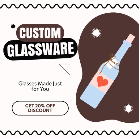 Tyylikäs lasipullo ja lasitavarat alennettuun hintaan Animated Post Design Template