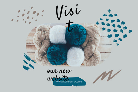 Website Ad with Skeins of Wool Poster 24x36in Horizontal Design Template