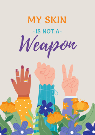 Protest against Racism with Hands Poster Design Template