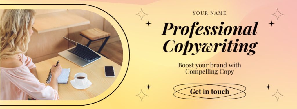 Designvorlage Highly Professional Copywriting Service With Slogan Offer für Facebook cover