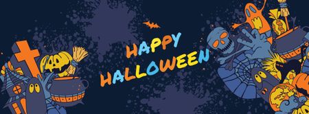Halloween Greeting with Holiday Attributes Facebook cover Design Template