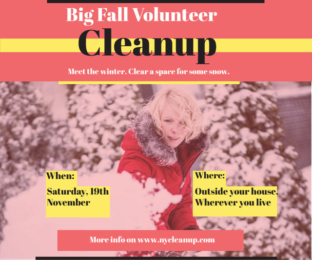 Ontwerpsjabloon van Medium Rectangle van Winter Volunteer clean up