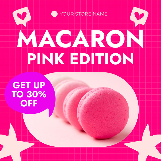 Pink Collection of Macarons Instagram Design Template