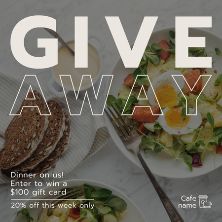 Food Giveaway Announcement with Tasty Dish Instagram Design Template