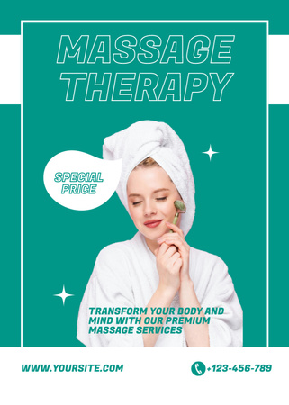 Modèle de visuel Young Woman Doing Face Massage with Jade Roller - Flayer