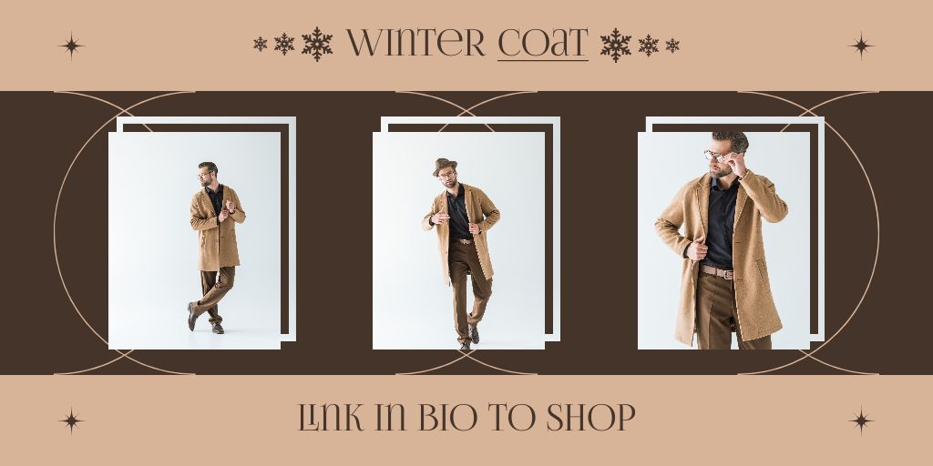 Collage with Offer to Buy Winter Coats for Men Twitter – шаблон для дизайна