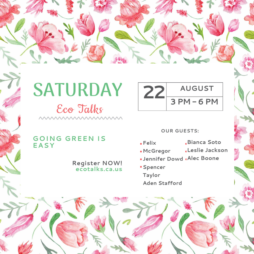 Plantilla de diseño de Saturday eco talks Invitation Instagram 