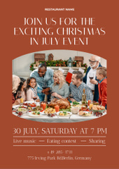 July Christmas Party Invitation with Happy Family