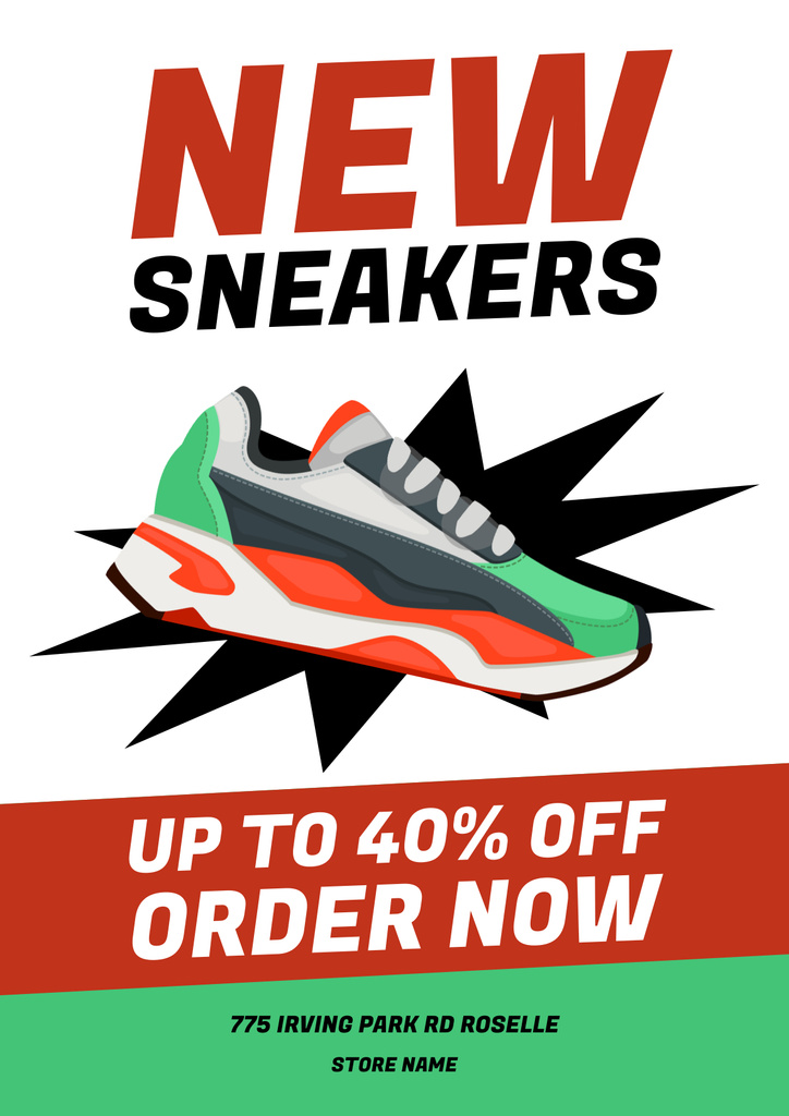 Discount on New Collection of Sports Shoes Poster Design Template