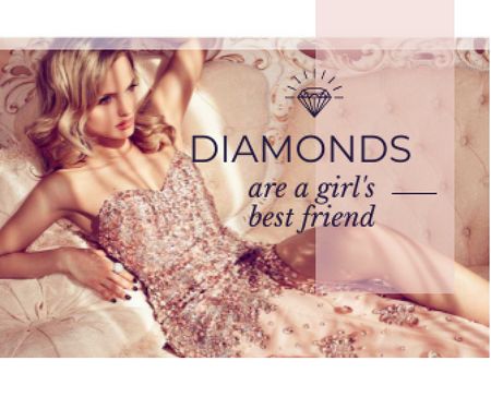 Template di design young woman with text diamonds are girl's best friend Large Rectangle