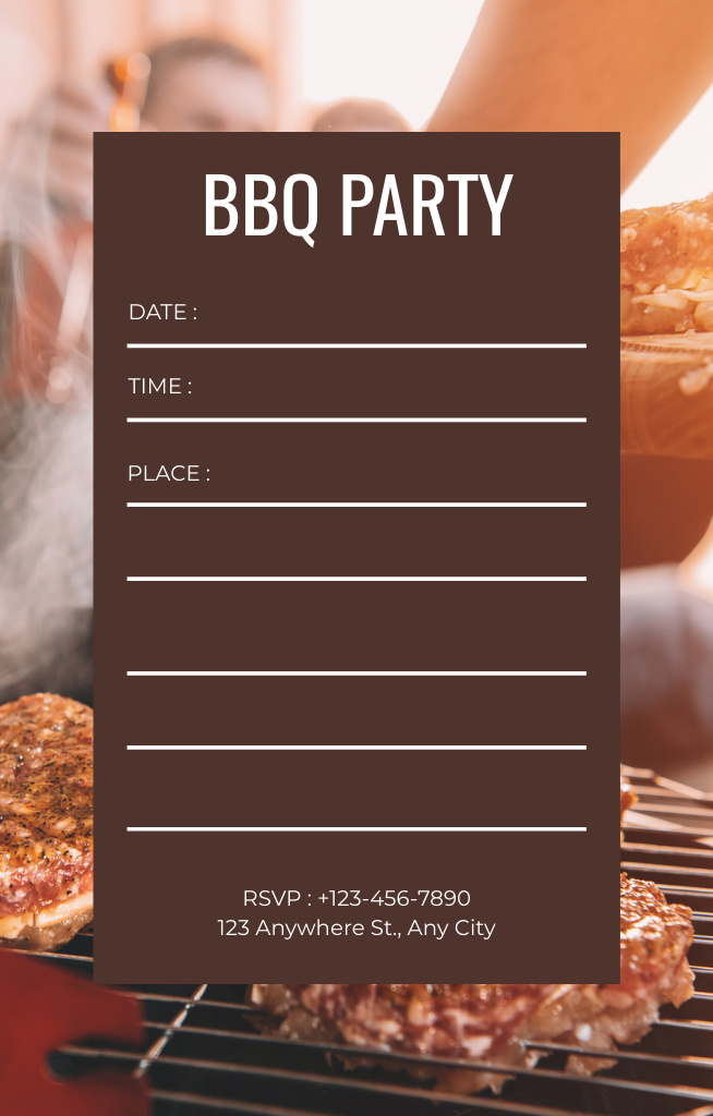 People having Fun on BBQ Party Invitation 4.6x7.2in – шаблон для дизайна