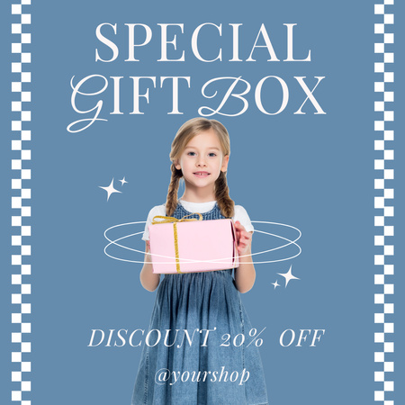 Special gift box for kids blue Instagram Design Template