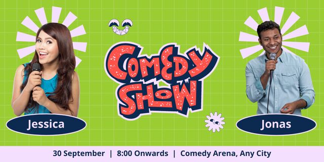 Platilla de diseño Stand-up Show Ad with Comedians Twitter