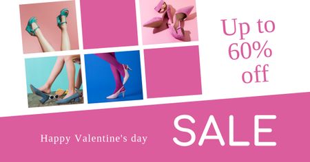 Распродажа женской обуви ко Дню святого Валентина Facebook AD – шаблон для дизайна