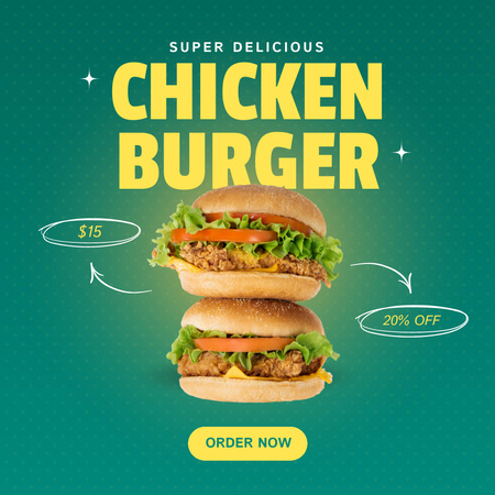 Szablon projektu burger kurczaka chrupiące Instagram