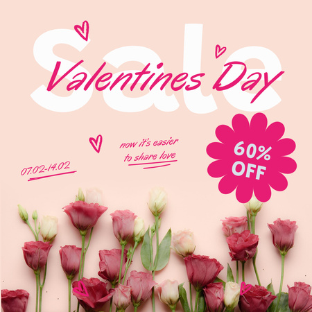 Designvorlage Valentine's Day Holiday Sale with Fresh Flowers für Instagram