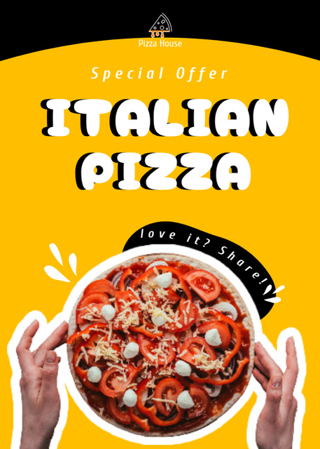 Designvorlage Special Offer for Italian Pizza on Yellow für Flayer