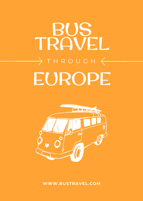 Bus Travel Tour through Europe Flayerデザインテンプレート