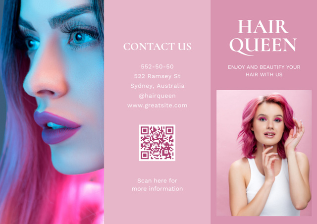 Special Offer of Coloring Hair in Beauty Salon Brochure Tasarım Şablonu