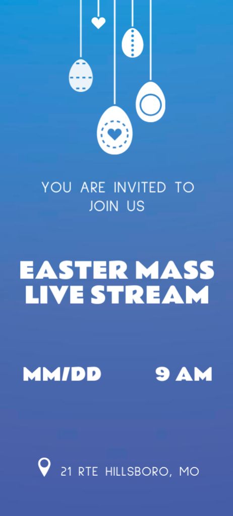 Easter Mass Stream Announcement Invitation 9.5x21cm Design Template