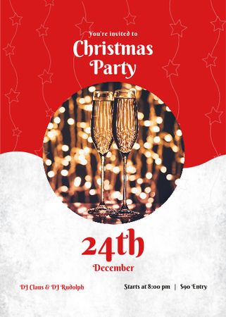 Christmas Party Announcement with Festive Garland Invitation Design Template