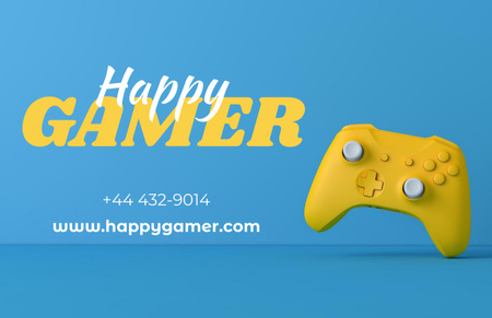 Sale of Gaming Equipment with Yellow Gamepad Business Card 85x55mm Πρότυπο σχεδίασης