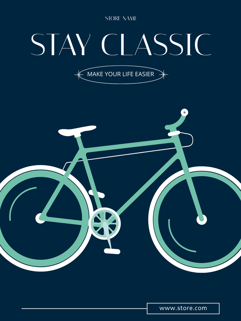 Blue Classic Bicycle Sale Poster US Tasarım Şablonu