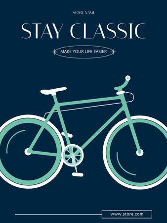 Blue Classic Bicycle Sale Poster US Design Template