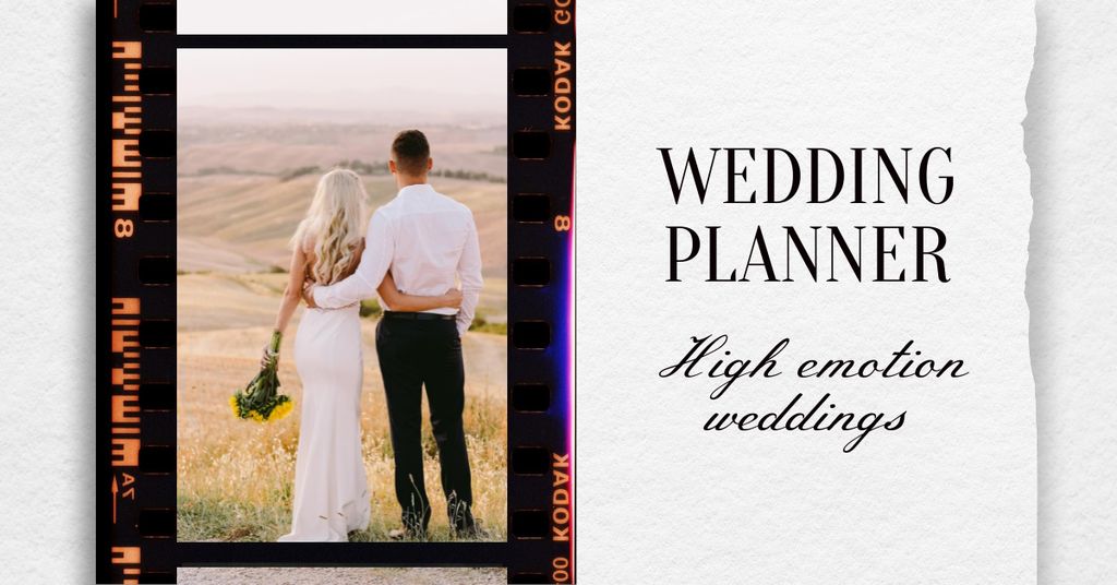Ontwerpsjabloon van Facebook AD van Wedding Event Planner Services with Tender Couple