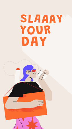 Girl Power Inspiration with Stylish Woman Illustration Instagram Story Design Template