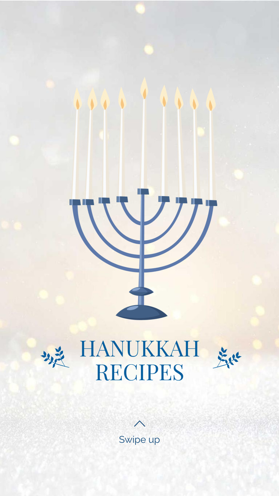 Happy Hanukkah greeting wreath Instagram Story – шаблон для дизайну