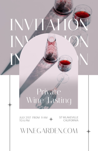 Template di design Private Wine Tasting Announcement With Bottle And Glass Invitation 5.5x8.5in