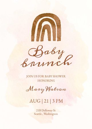 Baby Brunch Announcement with Cute Rainbow Invitation Design Template
