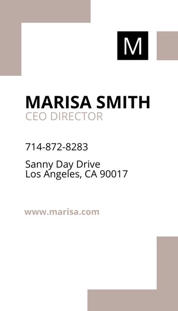 Designvorlage Ceo Director Introductory Card für Business Card US Vertical