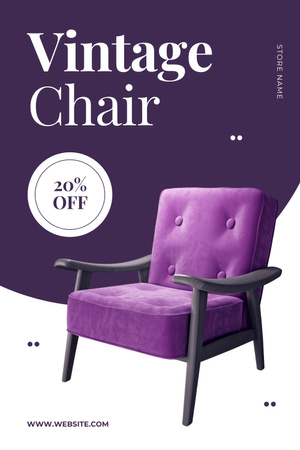 Ontwerpsjabloon van Pinterest van Goed bewaard gebleven modernistische fauteuil met kortingsaanbieding
