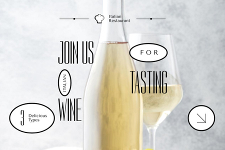 Tasting with White Wine in Wineglass Flyer 4x6in Horizontal Design Template