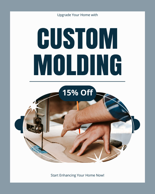 Discount on Custom Woodworking Projects Instagram Post Vertical Design Template