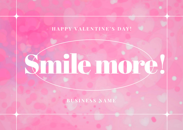 Valentine's Day Greeting with Bright Pink Hearts Postcard Design Template