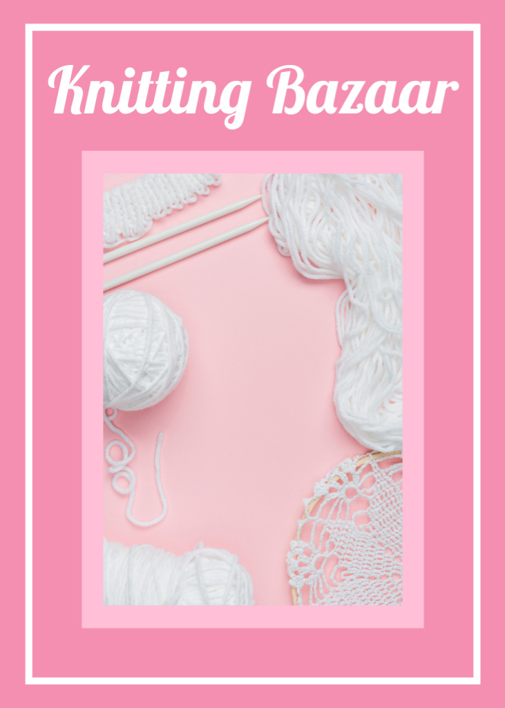 Ontwerpsjabloon van Flayer van Craft Knitting Bazaar Announcement With Discount
