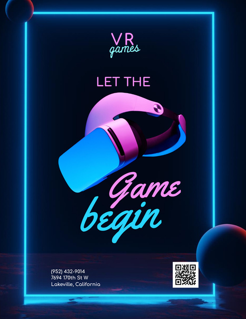 Modern Gaming Virtual Reality Glasses Sale Offer Poster 8.5x11in – шаблон для дизайна