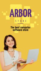 Computer Software Store Ad with Young Woman