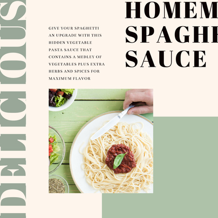 Template di design ricetta spaghetti salsa fatta in casa Instagram