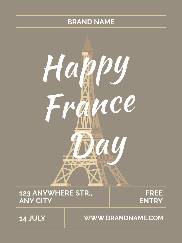 France Day Holiday Greeting Poster US Design Template