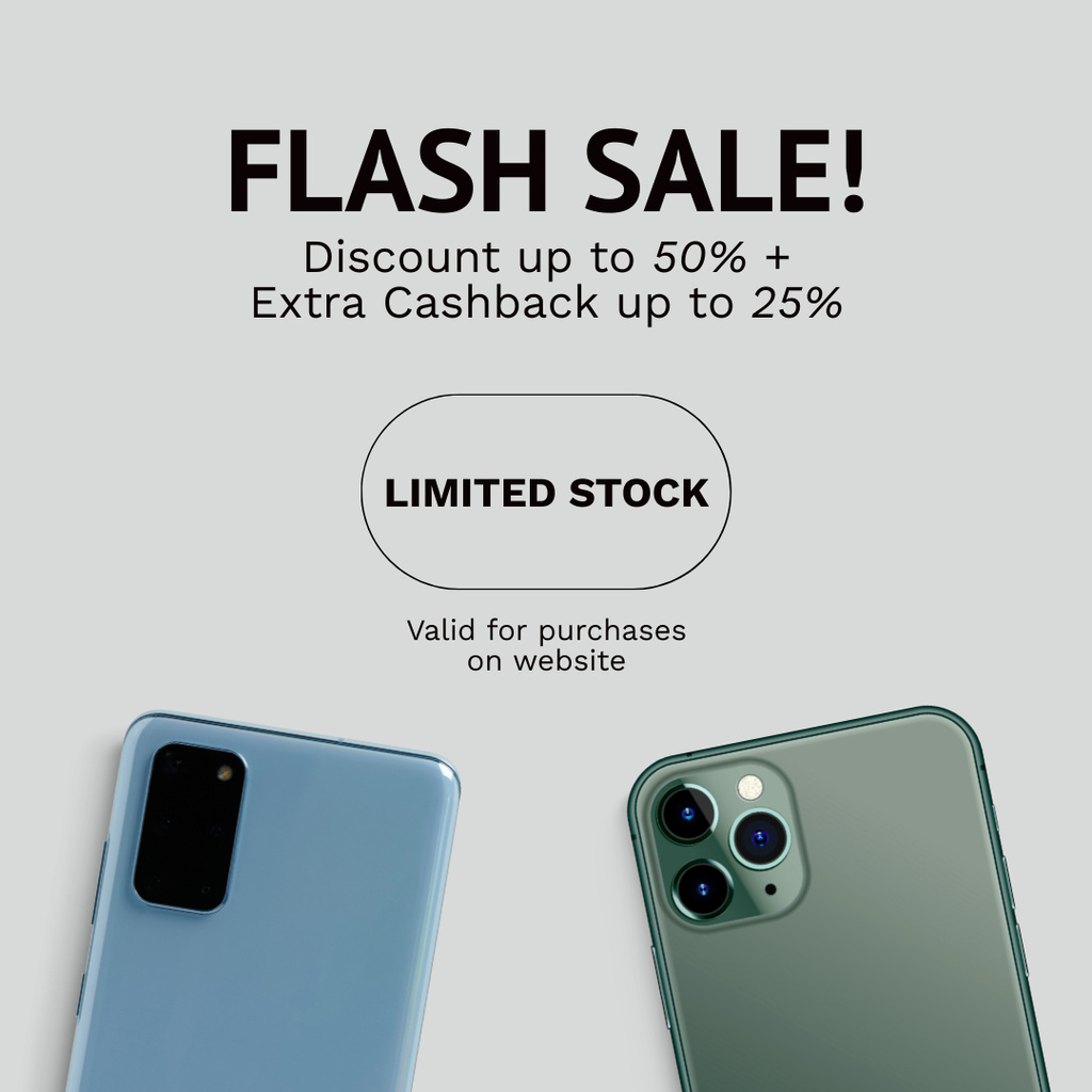 Plantilla de diseño de Flash Sale of Smartphones Grey Instagram 