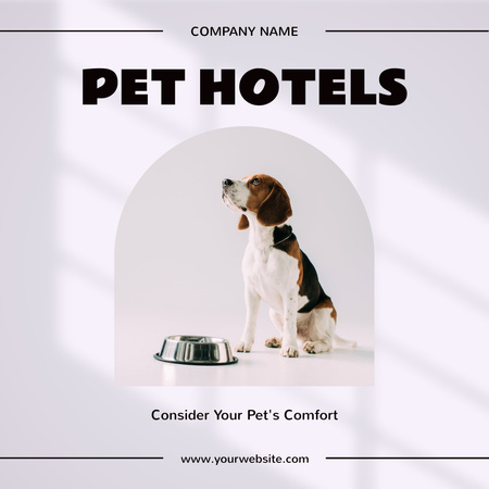 Dog with Bowl of Food for Pet Hotel Ad Instagram Design Template