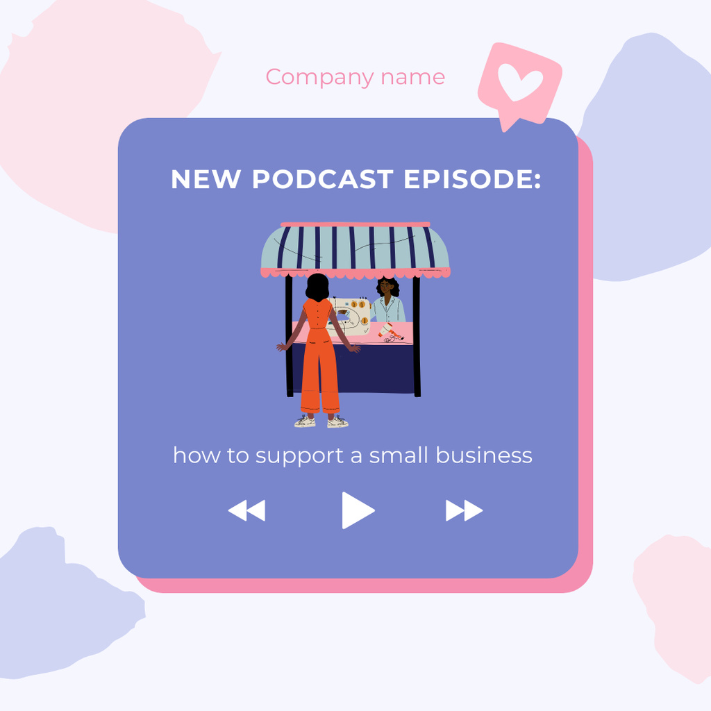 Ontwerpsjabloon van Instagram van Ways to Support Small Business Podcast Announcement